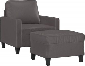 vidaXL Vidaxl - Sill&oacute;n Con Taburete Cuero Sint&eacute;tico Gris 60 Cm