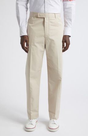 Thom Browne Tapered Cotton Chino Pants in Beige at Nordstrom, Size 4