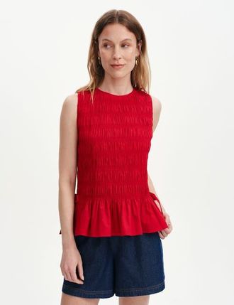 Finery Malani Cotton Shirred Sleeveless Top at Nordstrom, Size 20