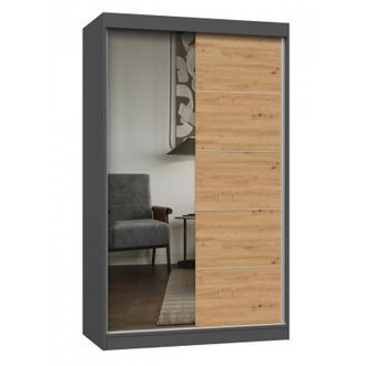 Hucoco Paolo - Armario Con 2 Puertas Correderas - 1 Espejo - Ancho 120 Cm - Vestidor Con 2 Puertas