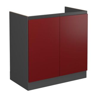 Vicco Armario bajo para fregadero R-Line, Rojo, 80 cm En forma de j, sin encimera Vicco