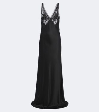 The Sei Sequined lace-trimmed silk satin gown