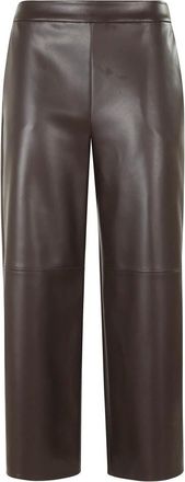 Max Mara Broeken, Dames, Bruin, XL, Leer, Amati Wijde Broek