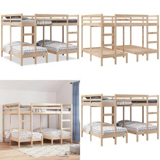 vidaXL Giroletto Castello Triplo 160x200/80x160cm Legno Massello Pino - Letto a castello - Letto matrimoniale