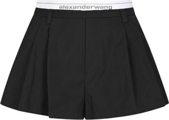 Alexander Wang Logo Elastische High-Rise Short - Dames - Korte rokken - Zwart - 2XS - Katoen - Rokken