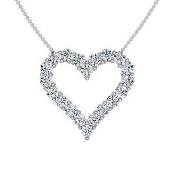 Pompeii3 2Ct Diamond Heart Pendant 10k Gold Lab Grown 7/8 Tall Necklace