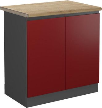 Vicco Mobile lavello cucina R-Line, Rosso, 80 cm, pl Rovere