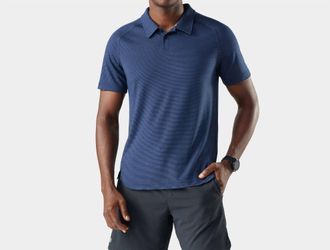 Smartwool Active Mesh Polo Shirt In Nightfall Blue-Deep Navy