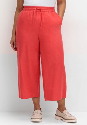 Sheego 7/8-Hose SHEEGO, Damen, Gr. 40, Normalgr&ouml;ssen, rot (hummer), 55% Leinen, 45% Viskose, unifarben, Hosen 7/8-Hose