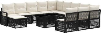 vidaXL Conjunto De Sof&aacute;s De Jard&iacute;n 13 Uds. Negro Y Blanco Crema Vidaxl