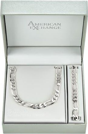 American Exchange Mens Figaro Necklace & Bracelet Set in Silver at Nordstrom Rack