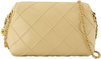 Tory Burch Womens Fleming Crossbody Bag Beige Lambskin