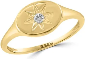 Effy 14K Yellow Gold Diamond Starburst Signet Ring in 14K Gold at Nordstrom, Size 7