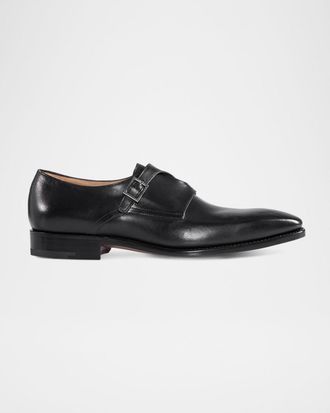 Paul Stuart Men & apos;s Samson Leather Monk Strap Loafers