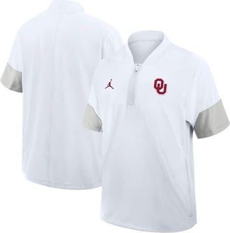 Jordan Brand Mens Jordan Brand White Oklahoma Sooners 2025 Sideline Short Sleeve Quarter-Zip Coach Jacket at Nordstrom, Size Medium