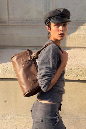 Wyeth Nyc Knox Leather Wool Newsboy Cap
