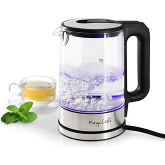MegaChef 1.8 Quart Glass and Stainless Steel Electric Tea Kettle in Grey at Nordstrom