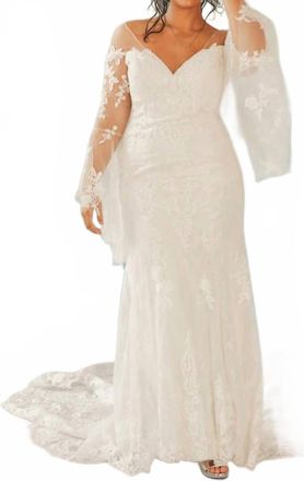 Madison James Lace Wedding Gown With Chapel Train In Ivory