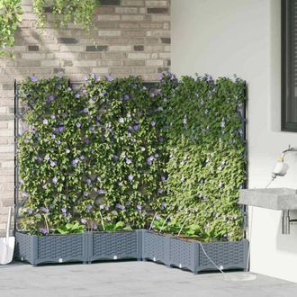 Berkfield Home Garden Planters with Water Irrigation System 5 pcs Light Grey