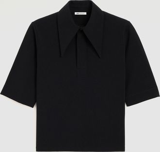 Ami Polo Peplum Sharp Collar Noir
