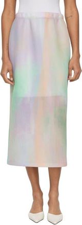 Lafayette 148 New York Aurora Print Neoprene Midi Skirt in Aurora Green Multi at Nordstrom, Size X-Small