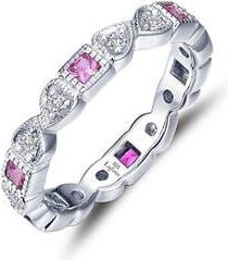 Lafonn Simulated Diamond & Birthstone Band Ring in Pink Tourmaline at Nordstrom Rack, Size 7