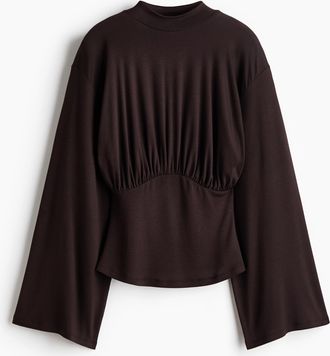 H&M Jerseyshirt mit Drapierung - Brown