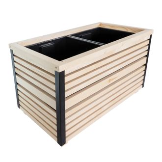 OEM Excelente Maceta De Madera Con Listones 80x40x45cm, Impregnaci&oacute;n Incolora - Elegante Maceta Para Terrazas Y Balcones Para &Aacute;rboles, Arbustos, Flores - 