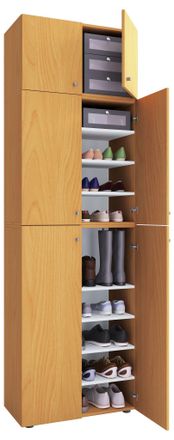 ebuy24 Gabinete De Zapato De Madera Vcm Dimensiones: Al. 200 X An. 70 X T. 39 Cm Gabinete Todo Uso 9 Compartimentos 4 Puertas Giratorias 2 Puertas De Fijaci&oacute;