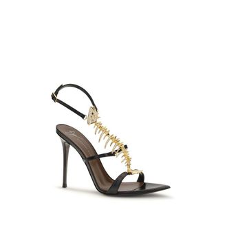 Giuseppe Zanotti Womens Crystal-Embellished Stiletto Black Calf Leather Bos