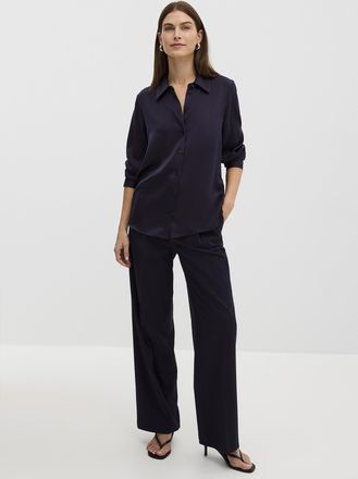 Contemporaine Womens Flowy satin loose shirt