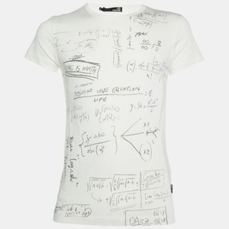 Love Moschino Ivory Math Scribble Print Cotton Crew Neck T-Shirt
