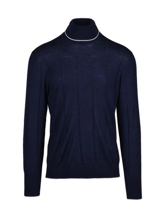 Eleventy Wool Under Jacket Sweater with Vertical Ribbed Detailing