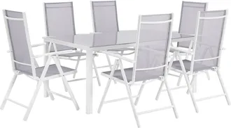Beliani Conjunto de comedor 6 personas de aluminio gris