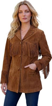 Roaman's Plus Size Fringe Suede Jacket in Nutmeg at Nordstrom, Size 34