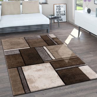 Paco Home Paco Home - Alfombra Sal&oacute;n Pelo Corto Vintage Perfil Contorneado A Mano Efecto 3d Jaspeado 120x170 Cm, Marr&oacute;n
