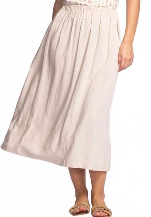 Pink Martini Carter Linen Midi Skirt In Beige