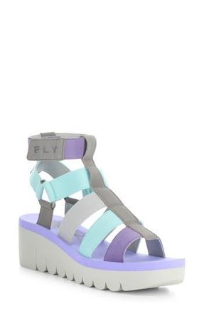FLY London Yufi Platform Wedge Sandal in 006 Grey/multi Cupid at Nordstrom Rack, Size 10-10.5Us / 41Eu