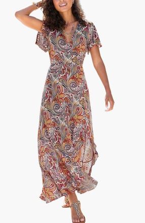 Lascana Womens Printed Side Slit Maxi Dress in Multi at Nordstrom, Size 10