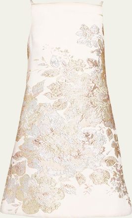 Teri Jon Metallic Floral Jacquard Mini Shift Dress