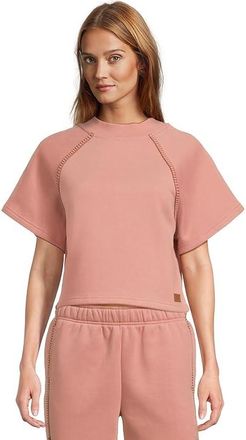 UGG Classic Short Sleeve Crewneck Womens Sweater Pink Dawn : LG, Cotton/Leather/Polyester