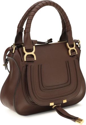 Chlo&eacute; Womens Marcie Handbag Crafty Brown Calf Leather Bos Taurus Handbags Hand Bags