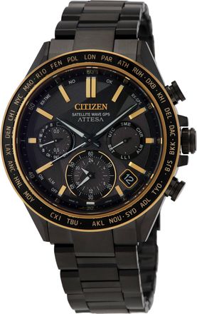 Citizen Attesa ACT Perpetual Alarm World Time Chronograph Black Dial Mens Watch CC4078-51E