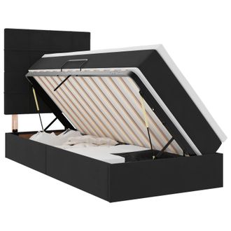 vidaXL Letto Con Contenitore Led E Materasso Nero 90 X 190 Cm Velluto Vidaxl