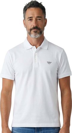 Emporio Armani White Logo Shirt Collar Polo