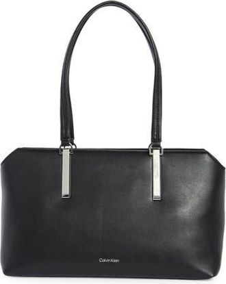 Calvin Klein Lori Top Handle Shoulder Bag in Black Silver at Nordstrom Rack