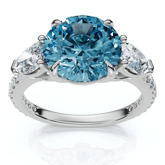 Pompeii3 3 1/2Ct Fancy Blue Lab Grown Accent Diamond Engagement Ring 14k Gold