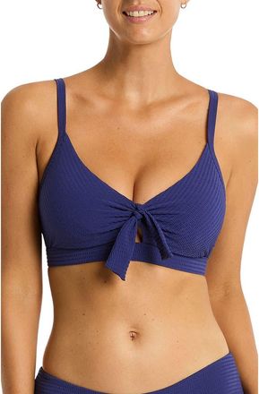 Sea Level Australia Messina Tie Front DD- & E-Cup Bikini Top in French Navy at Nordstrom Rack, Size 12 Us / 16 Au