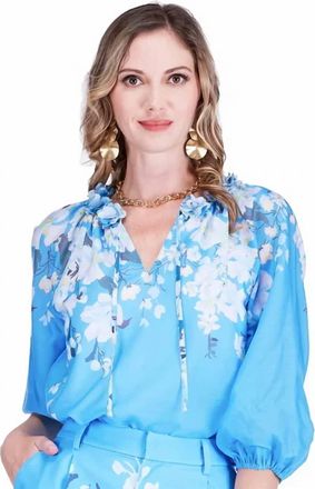 Jade Yoga Womens Dimensional Flower Top In Sky Garden