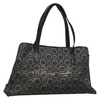 Ferragamo Tweedehands Canvas handtassen - Dames - Pre-owned - Zwart - Maat: ONE Size Leer
